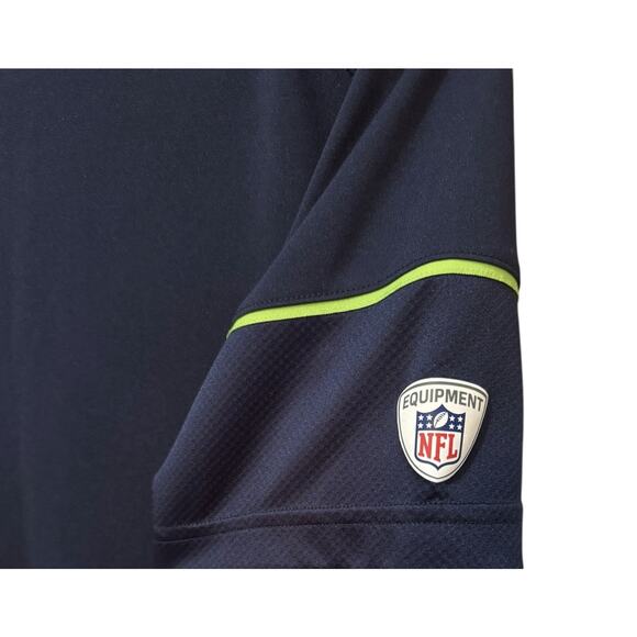 Nike Dri-Fit Seattle Seahawks Polo Shirt Men's M Medium Navy Blue Short Sleeve - Picture 12 of 15